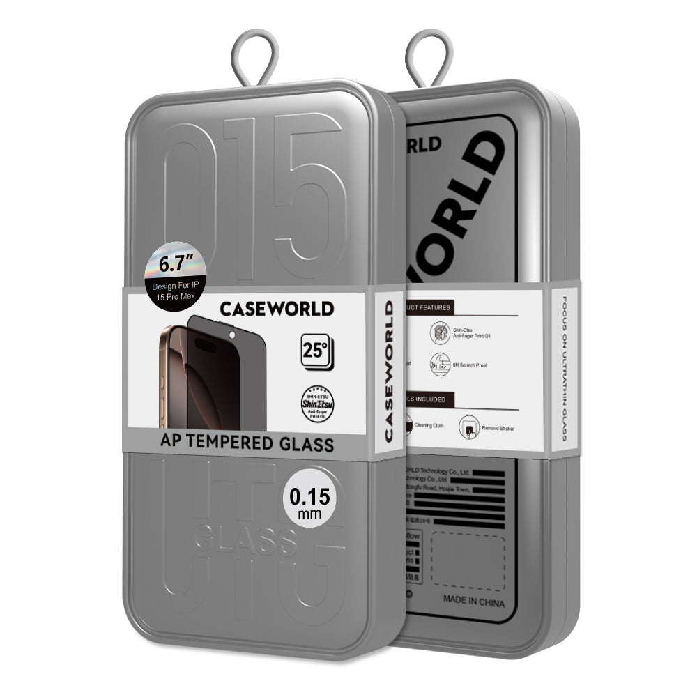 iPhone 15 Pro CaseWorld Ultra-Thin Serisi Privacy 0.15mm HA Cam Ekran Koruyucu