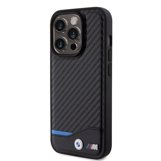 iPhone 15 Pro Kılıf BMW Orjinal Lisanslı M-safe Şarj Özellikli M Logolu PU Karbon Kapak