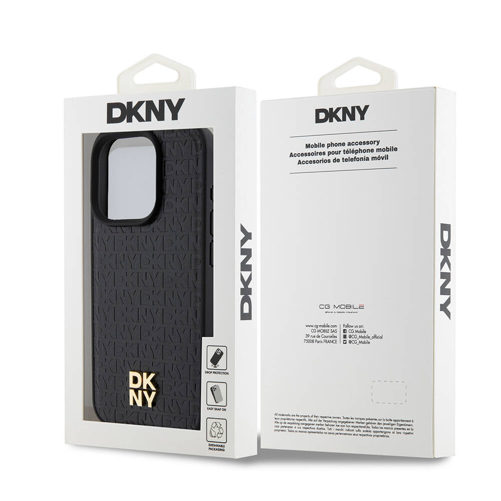 iPhone 15 Pro Kılıf DKNY Orjinal Lisanslı M-safe Şarj Özellikli 3D Yazılı Repeat Pattern Kapak