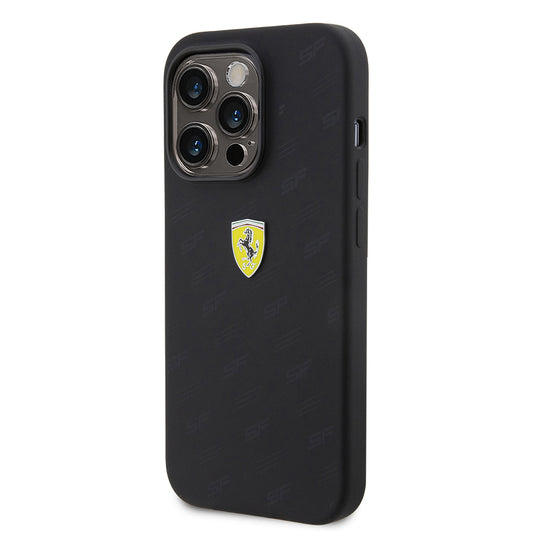 iPhone 15 Pro Kılıf Ferrari Orjinal Lisanslı Metal Logolu SF Yazılı Kapak