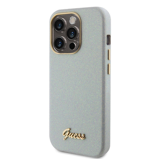 iPhone 15 Pro Kılıf Guess Orjinal Lisanslı Yazı Logolu Glitter Glossy Script Kapak