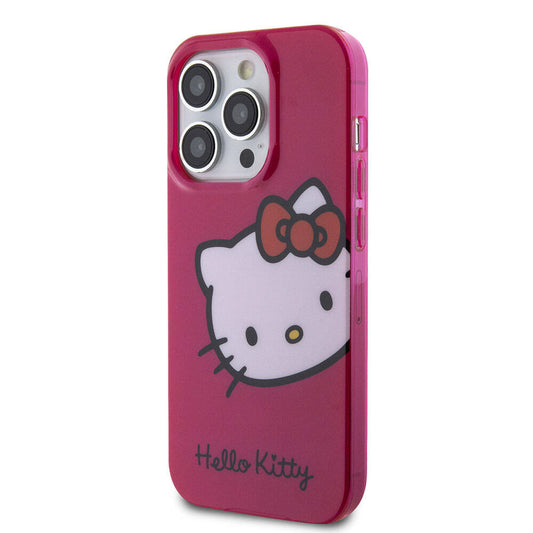 iPhone 15 Pro Kılıf Hello Kitty Orjinal Lisanslı Yazı ve İkonik Logolu Kitty Head Kapak