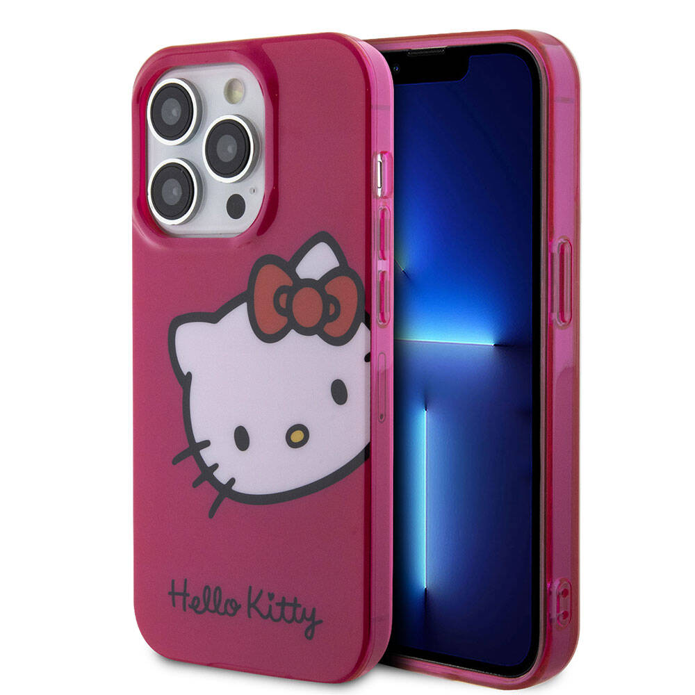 iPhone 15 Pro Kılıf Hello Kitty Orjinal Lisanslı Yazı ve İkonik Logolu Kitty Head Kapak