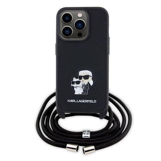 iPhone 15 Pro Kılıf Karl Lagerfeld Askı İpli K&C Metal Logo Orjinal Lisanslı Kapak