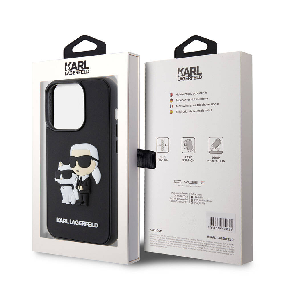 iPhone 15 Pro Kılıf Karl Lagerfeld Silikon 3D K&C Logo Orjinal Lisanslı Kapak