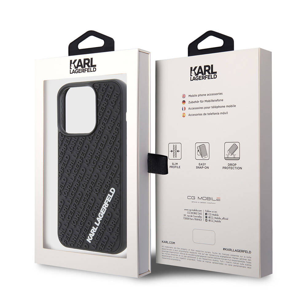 iPhone 15 Pro Kılıf Karl Lagerfeld Silikon 3D Multi Logo Orjinal Lisanslı Kapak