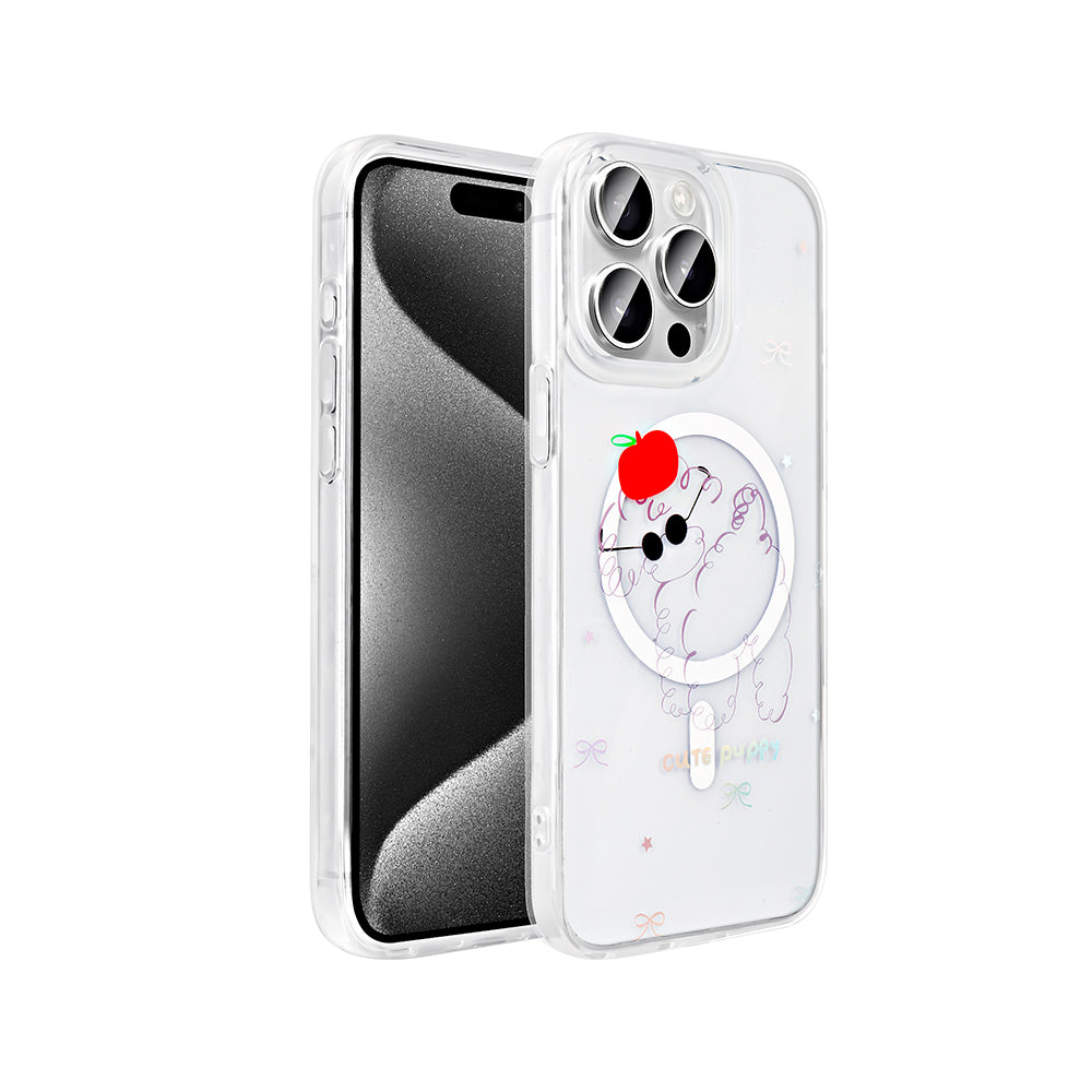 Apple iPhone 15 Pro Kılıf M-Safe Şarj Özellikli Şeffaf Zore Folk Sert Kapak