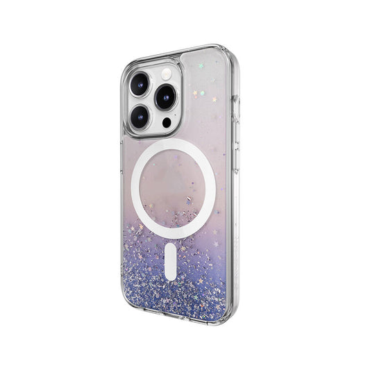 iPhone 15 Pro Kılıf M-safe Şarj Özellikli Parlayan Simli Şeffaf Lisanslı Switcheasy Starfield-M Kapak