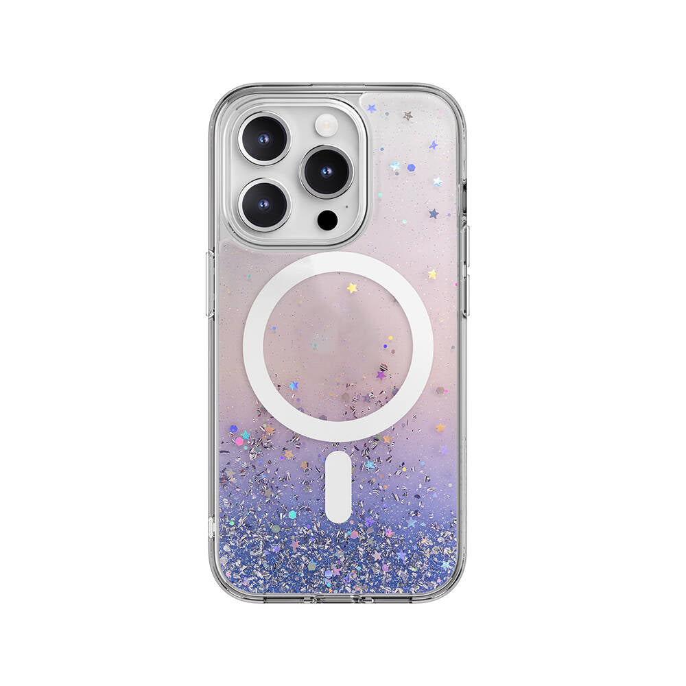 iPhone 15 Pro Kılıf M-safe Şarj Özellikli Parlayan Simli Şeffaf Lisanslı Switcheasy Starfield-M Kapak
