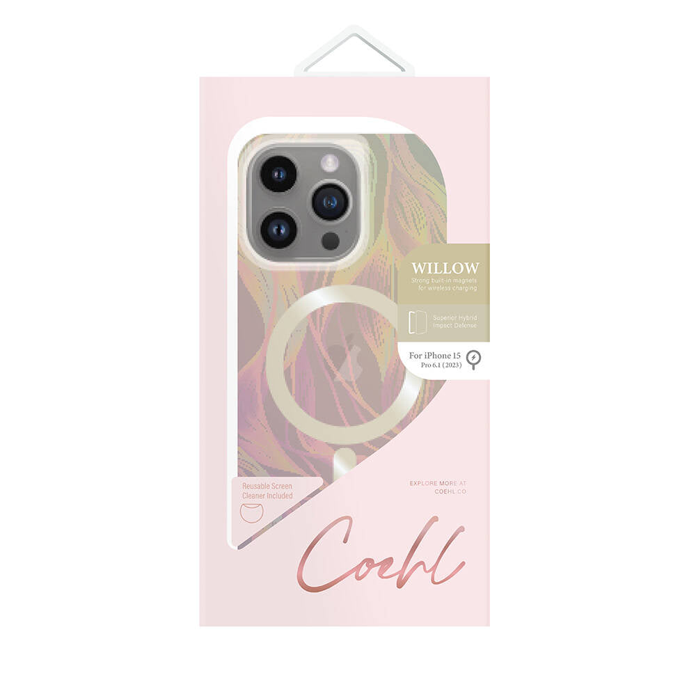 iPhone 15 Pro Kılıf M-safe Şarj Özellikli Yaprak Desenli Coehl Willow Kapak