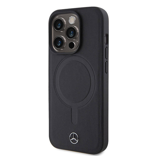 iPhone 15 Pro Kılıf Mercedes Benz M-safe Şarj Özellikli Yumuşak Deri Orjinal Lisanslı Kapak