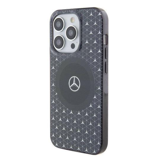 iPhone 15 Pro Kılıf Mercedes Benz Orjinal Lisanslı M-safe Şarj Özellikli Çift Katmanlı Mini Yıldız Desenli Kapak