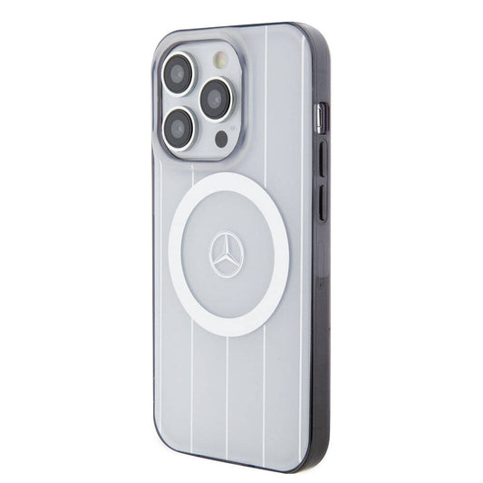 iPhone 15 Pro Kılıf Mercedes Benz Orjinal Lisanslı M-safe Şarj Özellikli Çift Katmanlı Paralel Çizgi Desenli Kapak