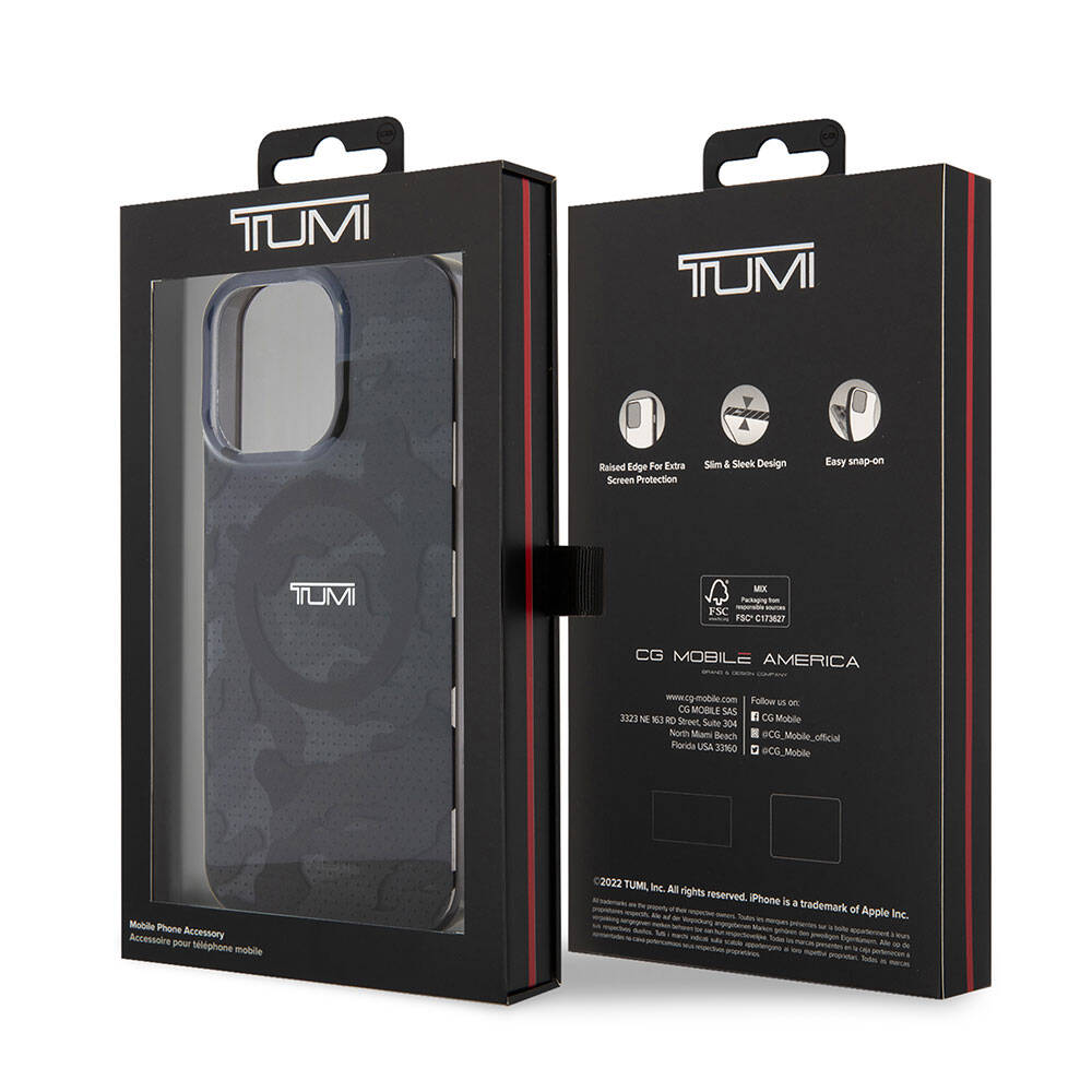 iPhone 15 Pro Kılıf TUMI Orjinal Lisanslı M-safe Şarj Özellikli PC TPU Çift Katmanlı Kamuflaj Desenli Kapak