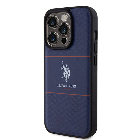 iPhone 15 Pro Kılıf U.S. Polo Assn. Orjinal Lisanslı Deri Şeritli Logo Dizayn Kapak