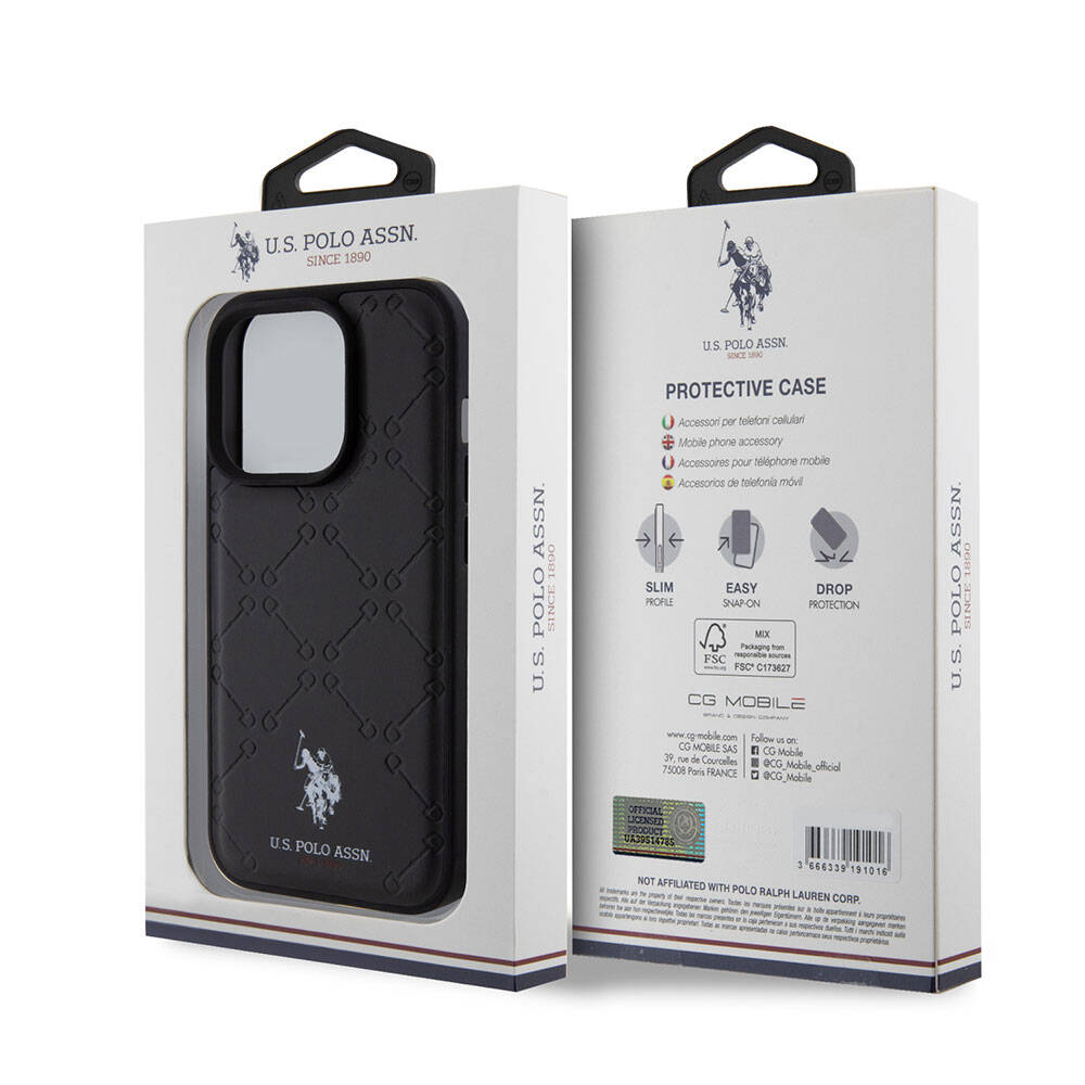 iPhone 15 Pro Kılıf U.S. Polo Assn. Orjinal Lisanslı HS Desenli Baskı Logolu Suni Deri Kapak