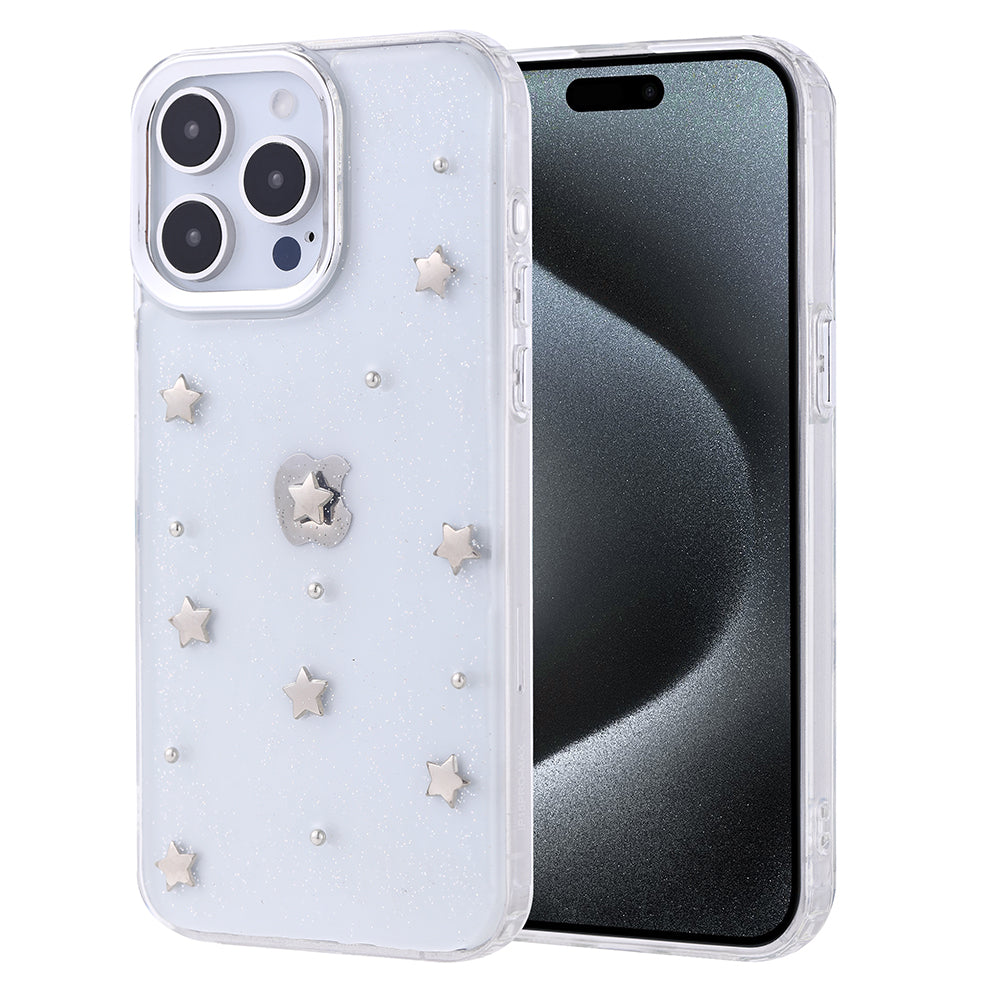 Apple iPhone 15 Pro Max Kılıf Airbag Tasarımlı Simli Şeffaf Zore Kutup Kapak
