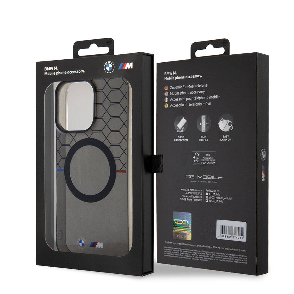 iPhone 15 Pro Max Kılıf BMW M-safe Şarj Özellikli Transparan M Dizayn Orjinal Lisanslı Kapak