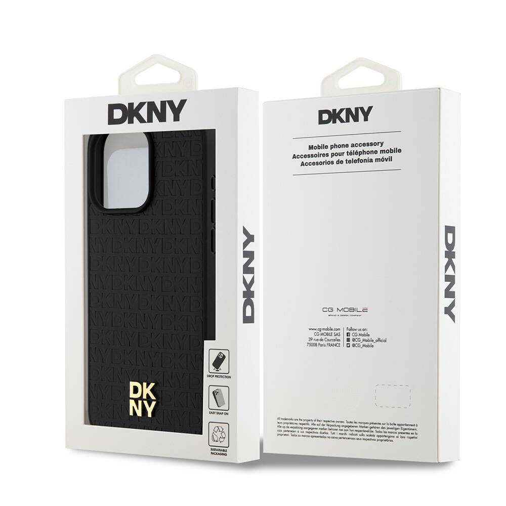 iPhone 15 Pro Max Kılıf DKNY Orjinal Lisanslı M-safe Şarj Özellikli 3D Yazılı Repeat Pattern Kapak