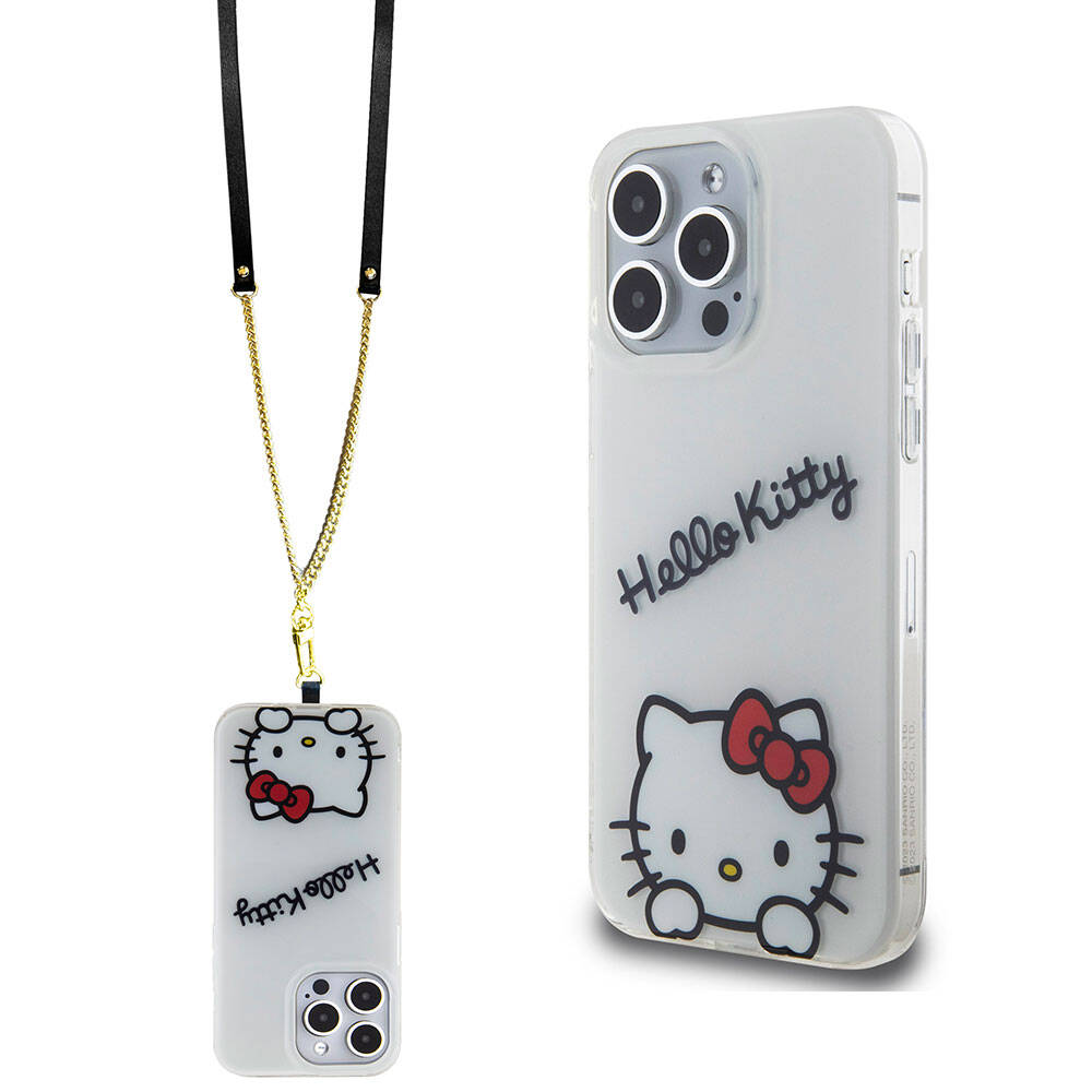 iPhone 15 Pro Max Kılıf Hello Kitty Orjinal Lisanslı Askılı Yazı ve İkonik Logolu Daydreaming Kapak