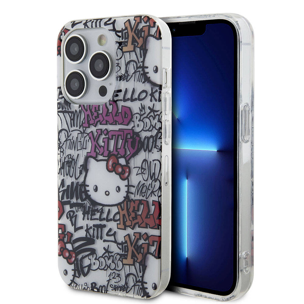iPhone 15 Pro Max Kılıf Hello Kitty Orjinal Lisanslı İkonik Logolu Etiket Graffiti Kapak