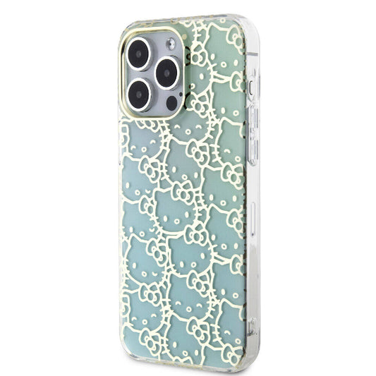 iPhone 15 Pro Max Kılıf Hello Kitty Orjinal Lisanslı Renk Geçişli Elektroplating Kaplama Kitty Head Desenli Kapak