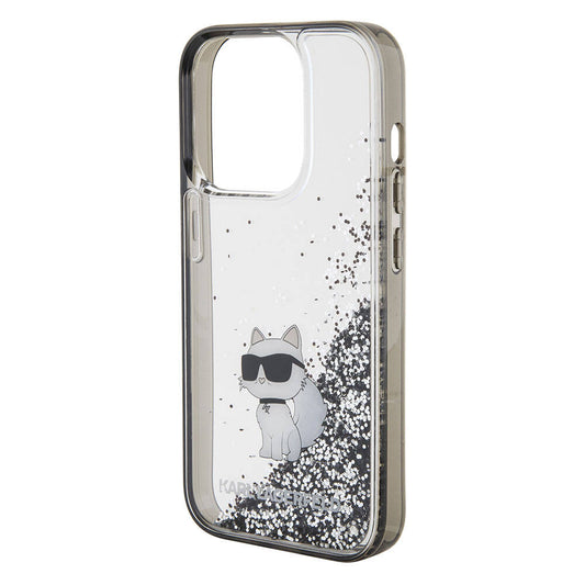 iPhone 15 Pro Max Kılıf Karl Lagerfeld Choupette Sıvılı Glitter Orjinal Lisanslı Kapak