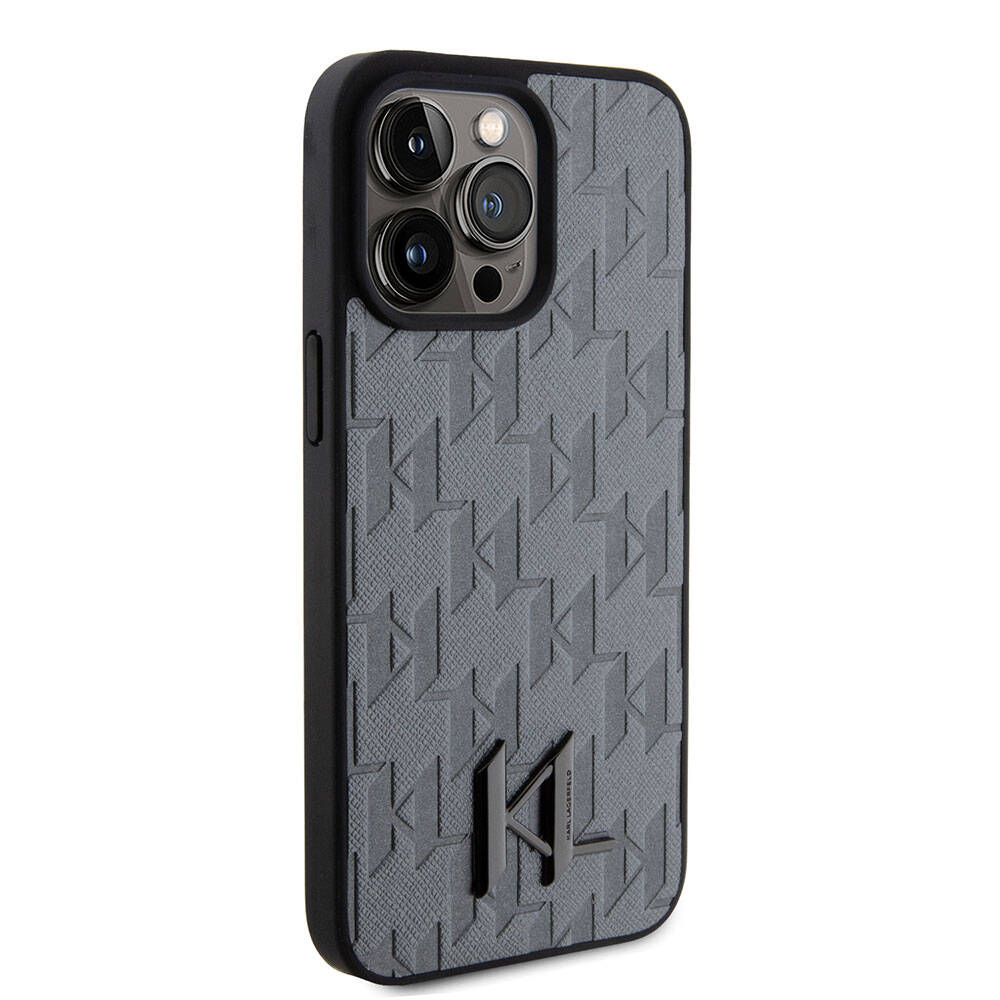 iPhone 15 Pro Max Kılıf Karl Lagerfeld Hot Stamp K&L Metal Logo Orjinal Lisanslı Kapak