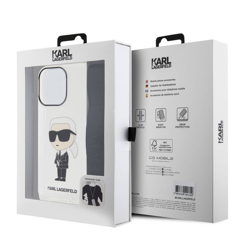 iPhone 15 Pro Max Kılıf Karl Lagerfeld Orjinal Lisanslı Boyun Askılı Karl İkonik Crossbody Kapak