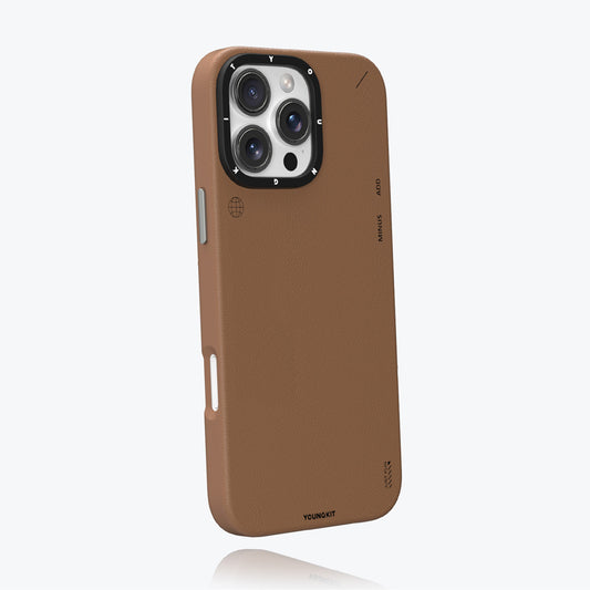 iPhone 15 Pro Max Kılıf M-safe Şarj Özellikli Basit Mat Deri Desenli Youngkit Tech Fashion Serisi Kapak