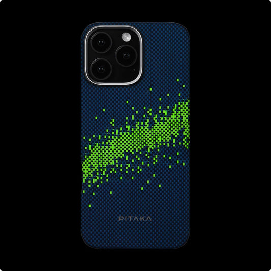 iPhone 15 Pro Max Kılıf M-safe Şarj Özellikli Lumintex Teknolojili Fosforlu Özellikli Aramid Fiber Pitaka Tactile Woven Starpeak Serisi Milky Way Galaxy Kapak