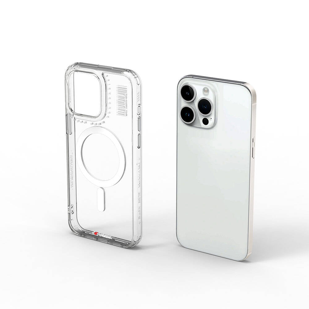 iPhone 15 Pro Max Kılıf M-safe Şarj Özellikli Şeffaf Transparan Wiwu Turkey D Serisi Kapak