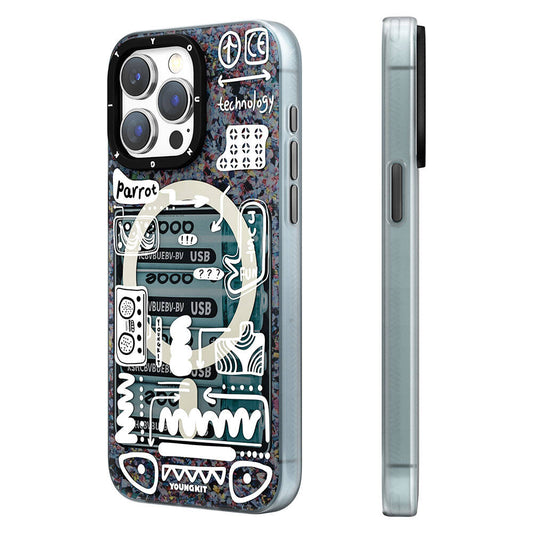 iPhone 15 Pro Max Kılıf M-safe Şarj Özellikli Youngkit Dark Matter Serisi Kapak