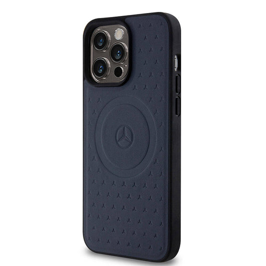 iPhone 15 Pro Max Kılıf Mercedes Benz Orjinal Lisanslı M-safe Şarj Özellikli Mühürlü Yıldız Desenli ve Logolu Deri Kapak