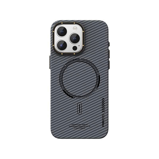 iPhone 15 Pro Max Kılıf Recci Machinist Serisi M-safe Şarj Özellikli Magnetik Karbon Kapak