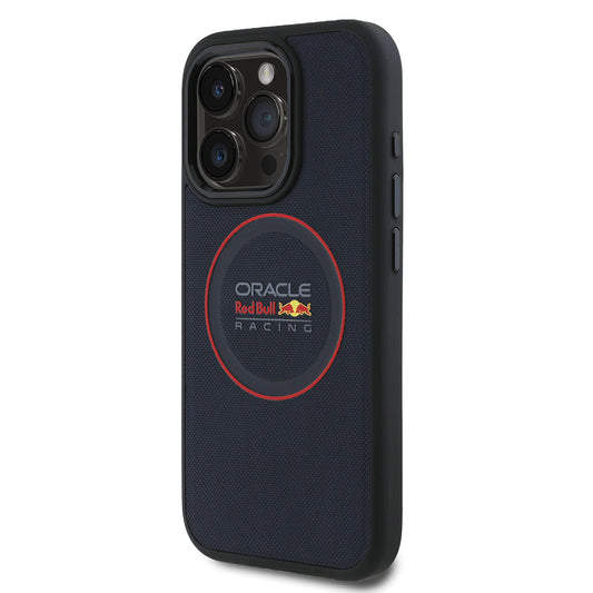 iPhone 15 Pro Max Kılıf Redbull Orjinal Lisanslı M-safe Şarj Özellikli Kırmızı Halka ve Logo Kabartmalı PU Deri Kapak