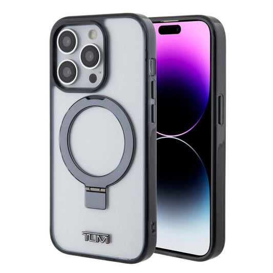 iPhone 15 Pro Max Kılıf TUMI Orjinal Lisanslı M-safe Şarj Özellikli Metal Logolu Ring Standlı Silikon Kapak