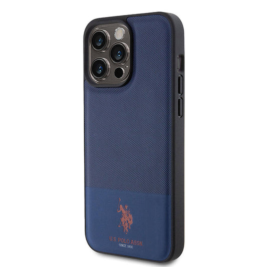 iPhone 15 Pro Max Kılıf U.S. Polo Assn. Orjinal Lisanslı Suni Deri Arka Yüzey Baskı Logolu Örgü Desenli Kapak