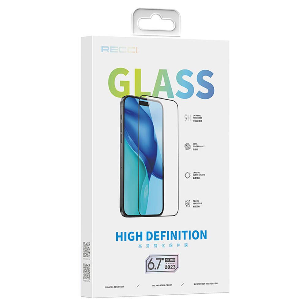 iPhone 15 Recci RSP-A20HD Full Transparan Temperli Cam Ekran Koruyucu