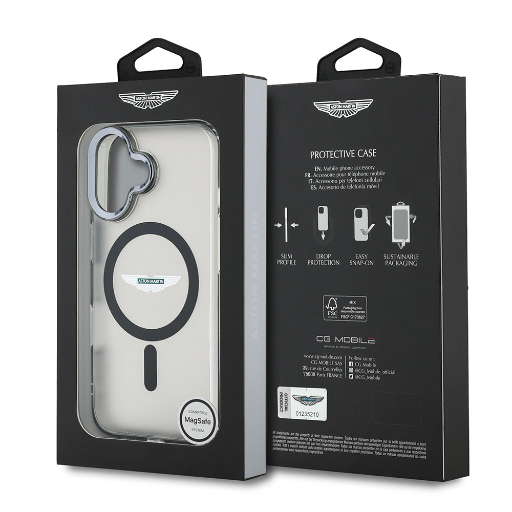 iPhone 16 Kılıf Aston Martin Orjinal Lisanslı M-safe Şarj Özellikli IML Baskı Logolu Buzlu Kapak
