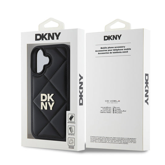 iPhone 16 Kılıf DKNY Orjinal Lisanslı Kapitone Tasarımlı Metal Logolu Deri Kapak