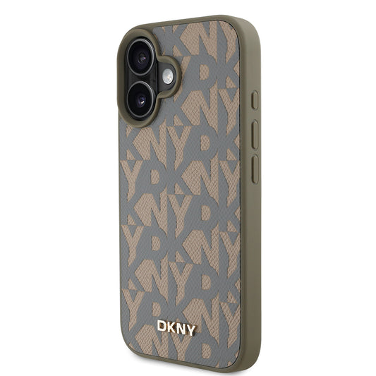 iPhone 16 Kılıf DKNY Orjinal Lisanslı M-safe Şarj Özellikli 3D Yazılı Grid Pattern Kapak