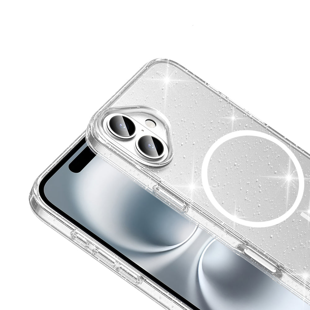 Apple iPhone 16 Kılıf M-safe Şarj Özellikli Parlayan Simli Saydam Renkli Zore Maris Kapak