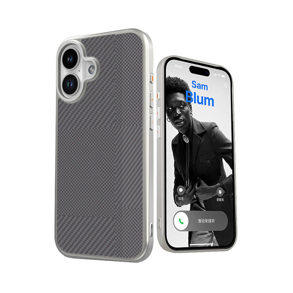 iPhone 16 Kılıf M-safe Şarj Özellikli Karbon Fiber Desenli Mutural Montage Kapak