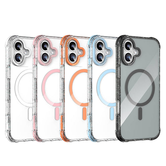 iPhone 16 Kılıf M-safe Şarj Özellikli Taşlı ve Simli Tasarım Mutural Blink Kapak