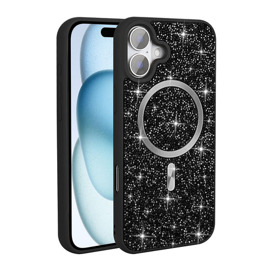 Apple iPhone 16 Kılıf Pırlanta Tasarımlı M-safe Şarj Özellikli Zore Mozaik Silikon Kapak