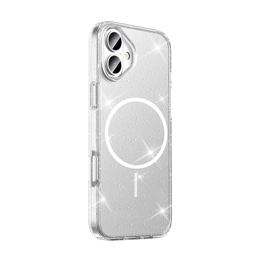 Apple iPhone 16 Plus Kılıf M-safe Şarj Özellikli Parlayan Simli Saydam Renkli Zore Maris Kapak