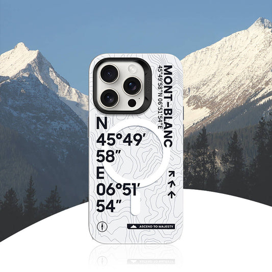 iPhone 16 Plus Kılıf M-safe Şarj Özellikli Koordinat Yazı Desenli Benks Summit Serisi Kapak