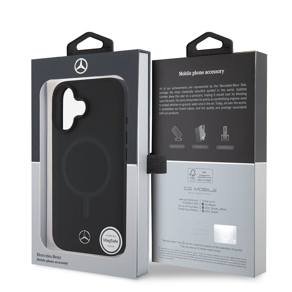 iPhone 16 Plus Kılıf Mercedes Benz M-safe Şarj Özellikli Yumuşak Deri Orjinal Lisanslı Kapak