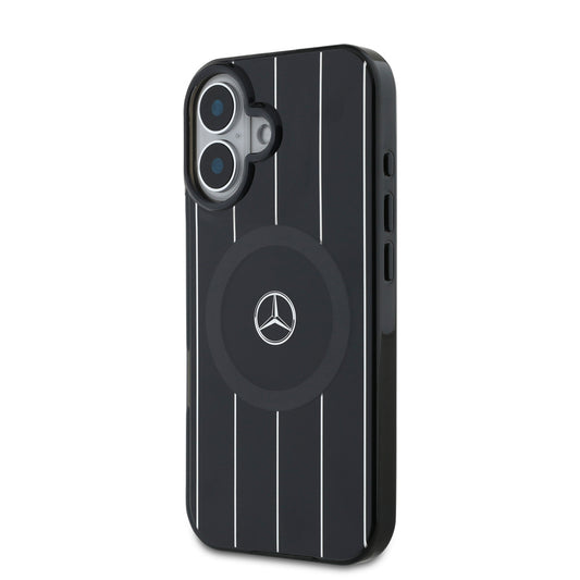 iPhone 16 Plus Kılıf Mercedes Benz Orjinal Lisanslı M-safe Şarj Özellikli Çift Katmanlı Paralel Çizgi Desenli Kapak